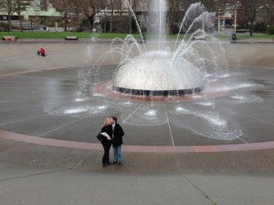 Chris and I by fountain